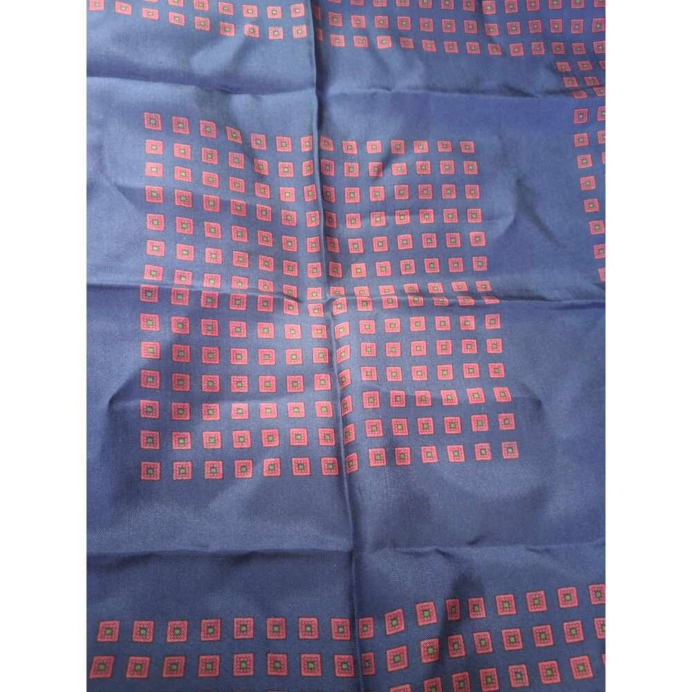 16" ITALIAN 100% SILK MENs JACKET POCKET SQUARE HANDKERCHIEF RED SQUARES NAVY - Picture 5 of 6